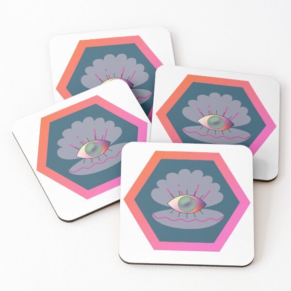 Item preview, Pearl eye in clamshell with colorful, hexagonal border  designed and sold by jamiebkess.