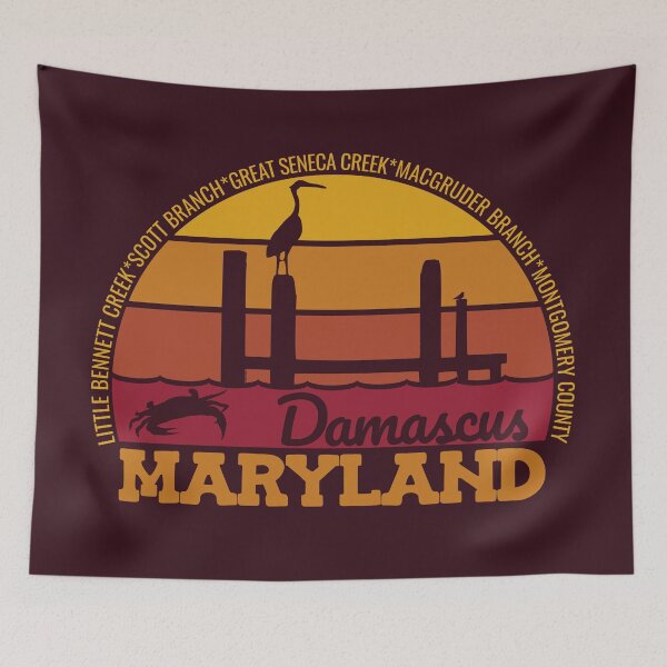 Item preview, Damascus Maryland Sunset Retro Vintage Local Pride Logo designed and sold by CRHPOD20.