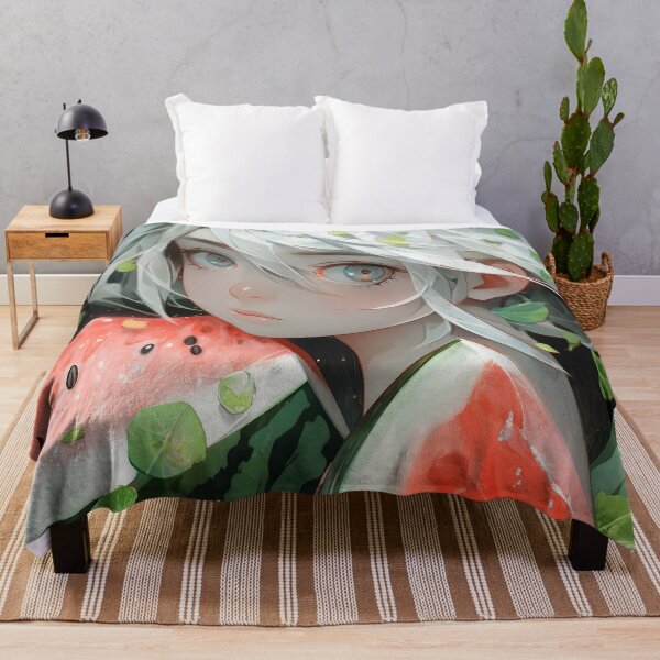 Item preview, Serene Green Leaves and Watermelon Anime Girl designed and sold by bubblegoth.