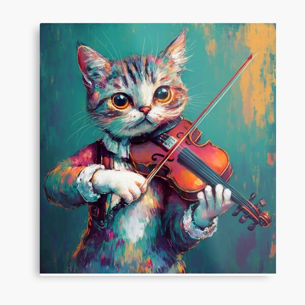 Cat Playing Violin Metal Prints for Sale | Redbubble