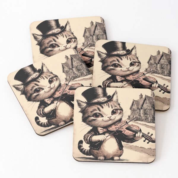 Item preview, " VINTAGE CAT PLAYING A VIOLIN".CAT VIOLIN..  designed and sold by Obinne.