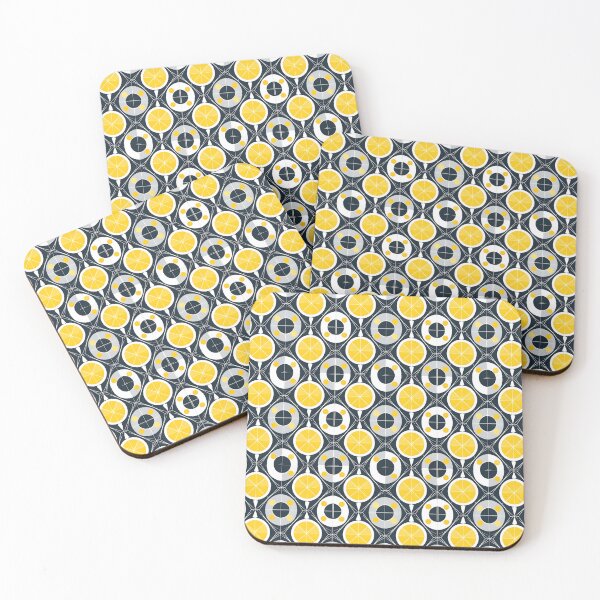 Item preview, Mid Century Modern Geometric Circles Pattern Yellow Gray designed and sold by Prints and Lifestyle.