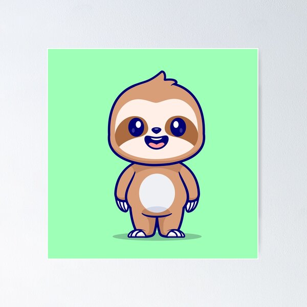 Item preview, Slothful Serenity: Cute Standing Sloth designed and sold by hjian8219.