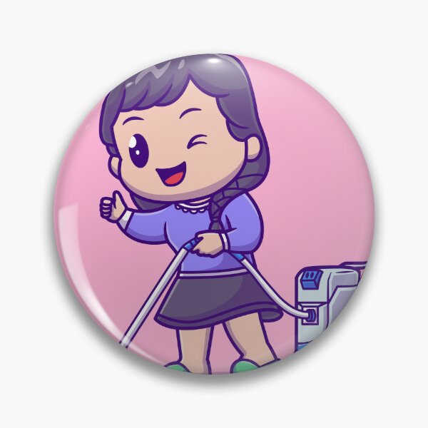 Item preview, Sparkling Clean: Cute Girl with Vacuum Cleaner" designed and sold by hjian8219.