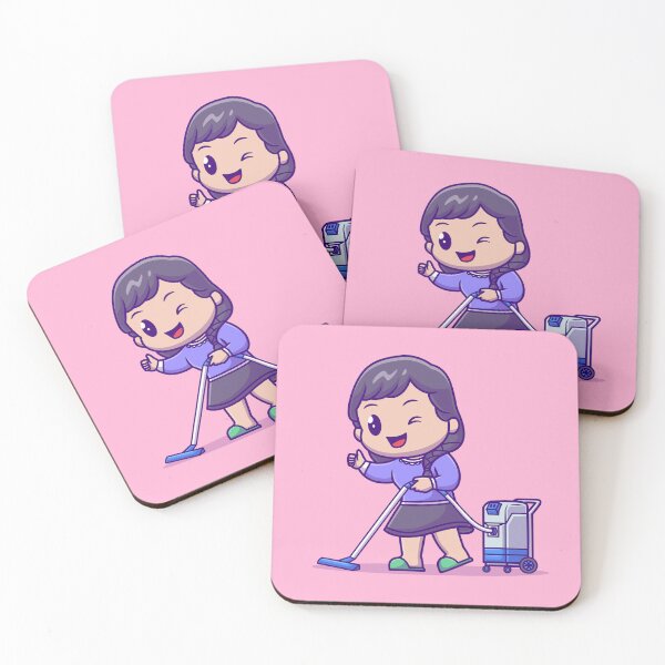 Item preview, Sparkling Clean: Cute Girl with Vacuum Cleaner" designed and sold by hjian8219.
