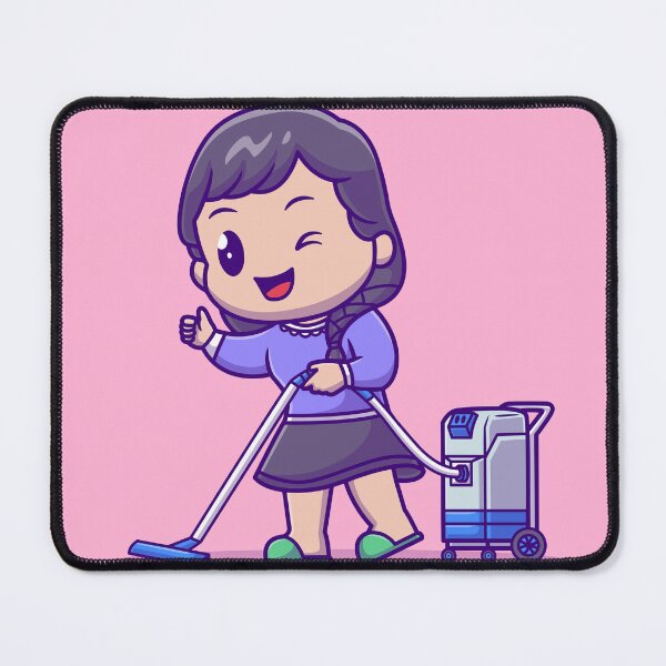 Item preview, Sparkling Clean: Cute Girl with Vacuum Cleaner" designed and sold by hjian8219.
