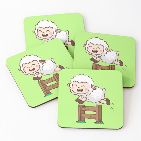 Item preview, Leap of Joy: Cute Sheep Jumping Fence designed and sold by hjian8219.