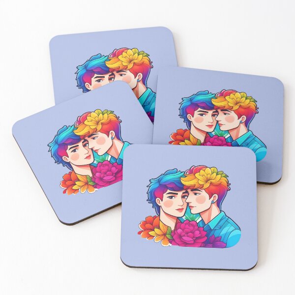 Item preview, LGBTQ+ Male FLoral Couple in Love designed and sold by Cosmicreations1.