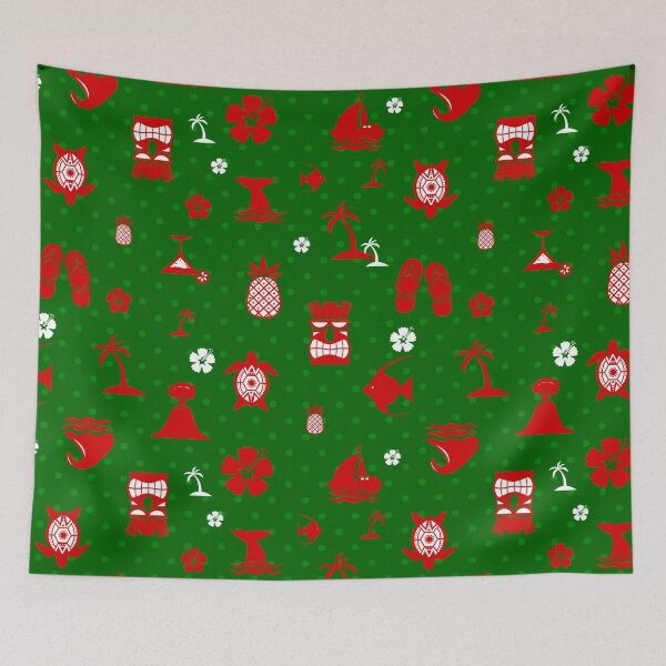 Item preview, green tropical christmas tiki retro designed and sold by Gossip Rag.