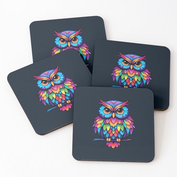 Item preview, rainbow majestic owl on a branch  designed and sold by Cosmicreations1.