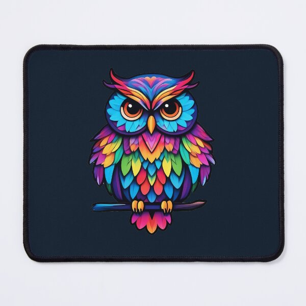 Item preview, rainbow majestic owl on a branch designed and sold by Cosmicreations1.