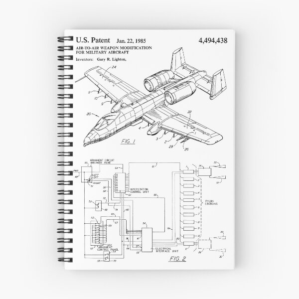 Artikelvorschau, 1985 Luft-Luft-Waffe für Flugzeugpatent, weißer Hintergrund entworfen und verkauft von Peek-Designs.