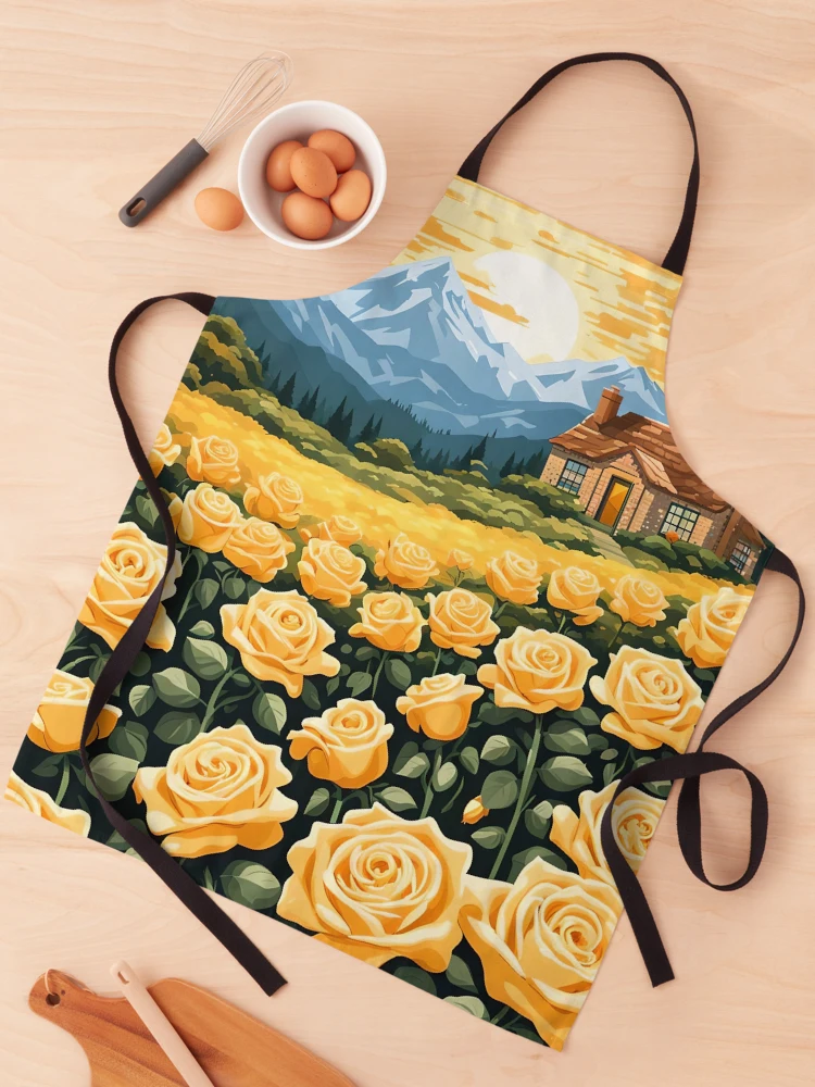 Thumbnail 1 of 6, Apron, Yellow Roses designed and sold by VeiledVision.