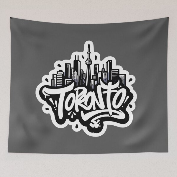 Item preview, Toronto Graffiti Skyline (Black and White) designed and sold by PinUpPizzazz.