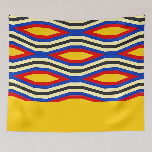 Item preview, African Geometric In Vivid Blue, Red, Yellow, Cream and Black designed and sold by wildwhimsical.