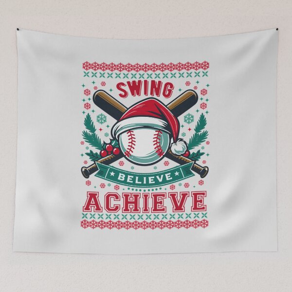 Item preview, Swing Believe Achieve: Christmas Positve Baseball Quote designed and sold by Daqomm.