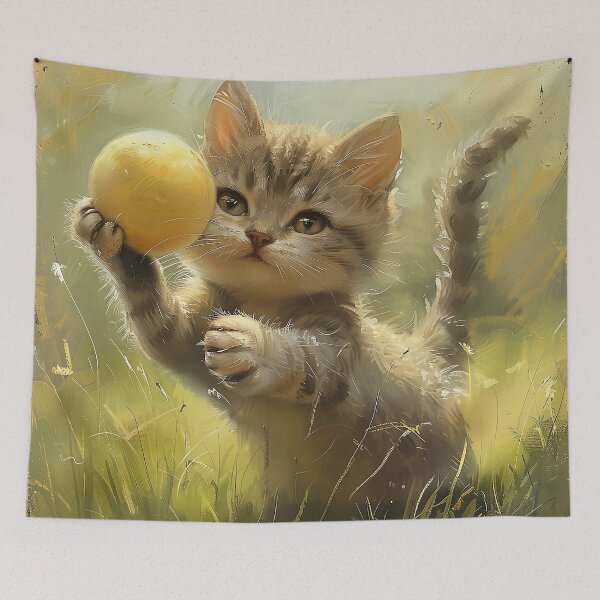 Item preview, Cute cat holding ball designed and sold by CatsAndDogs-TF.