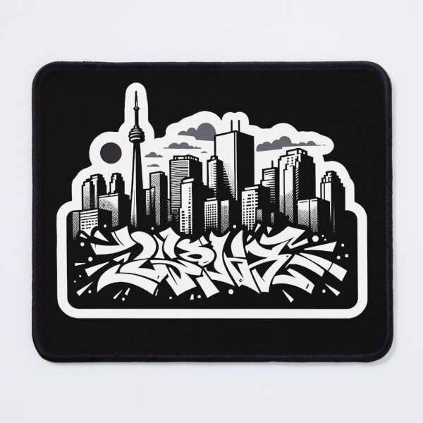 Item preview, Toronto Graffiti Skyline (Black and White) designed and sold by PinUpPizzazz.