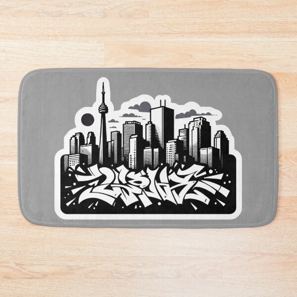 Item preview, Toronto Graffiti Skyline (Black and White) designed and sold by PinUpPizzazz.