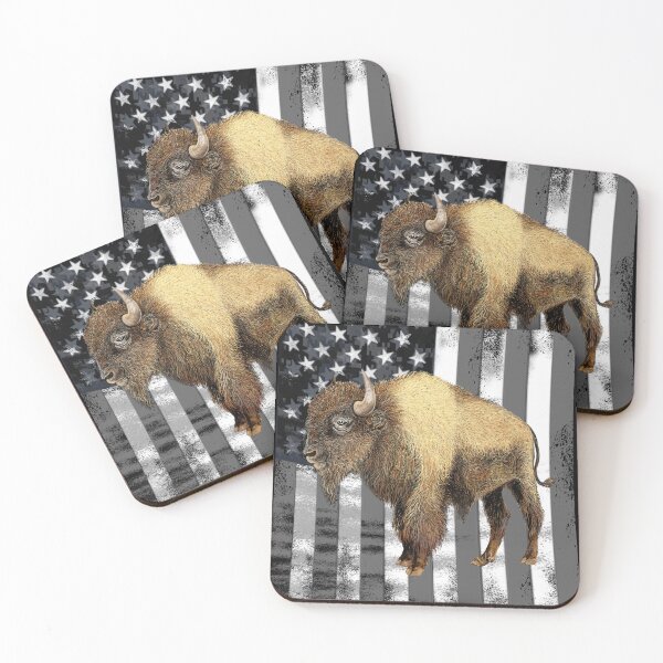 Item preview, American Grey Flag Buffalo Bison Dad Gift  designed and sold by oz10.