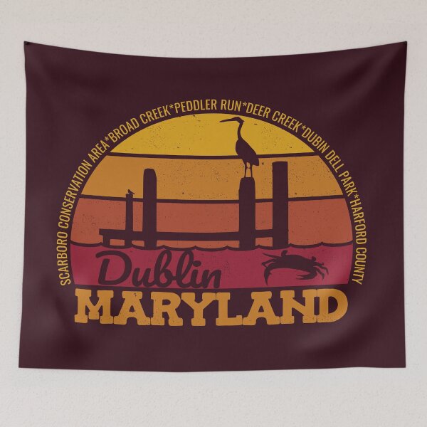 Item preview, Dublin Maryland Sunset Retro Vintage Local Pride Logo designed and sold by CRHPOD20.