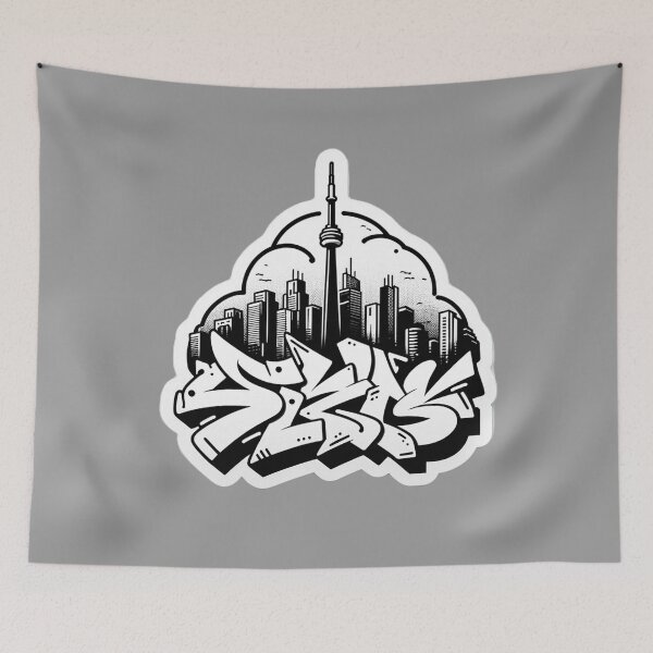Item preview, Toronto Graffiti Skyline (Black and White) designed and sold by PinUpPizzazz.