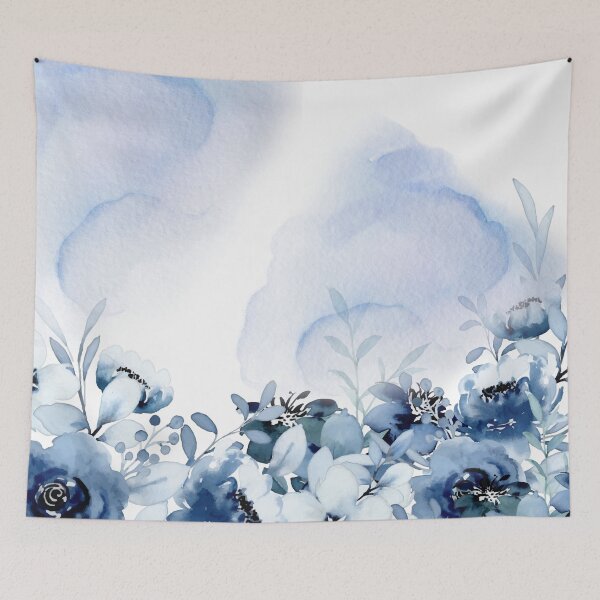 Item preview, Blooming blue flowers  designed and sold by NingningS.