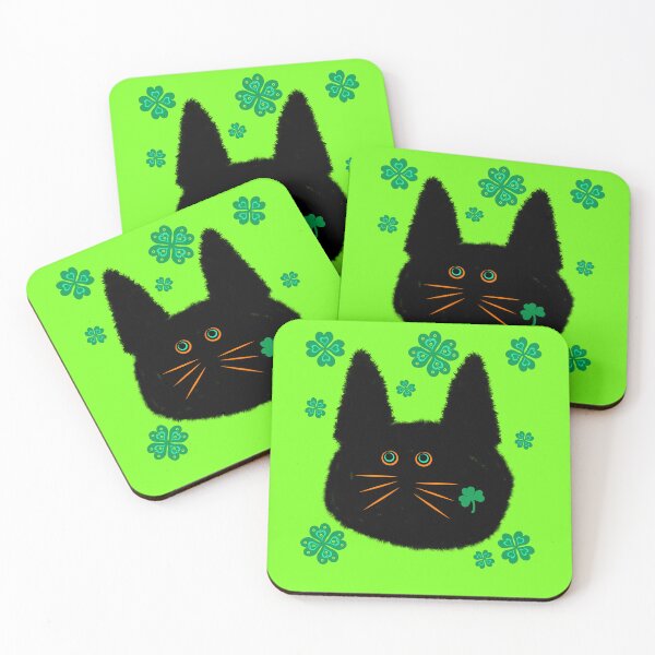 Item preview, Lucky Shamrock Black Bog Cat designed and sold by chowlet.