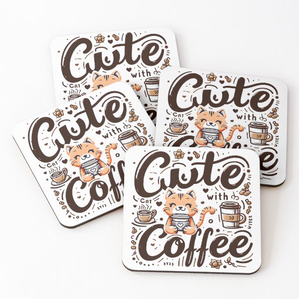 Item preview, Cute Cat with Coffee, typography designed and sold by maxmaj.