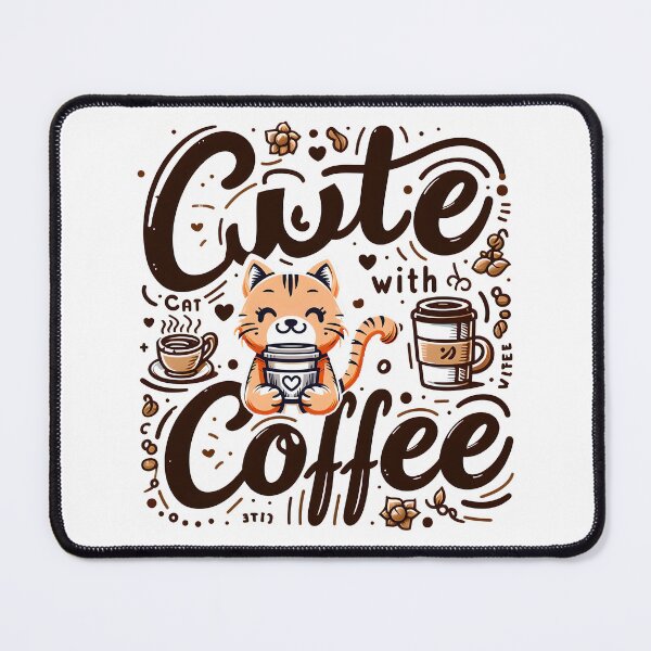 Item preview, Cute Cat with Coffee, typography designed and sold by maxmaj.