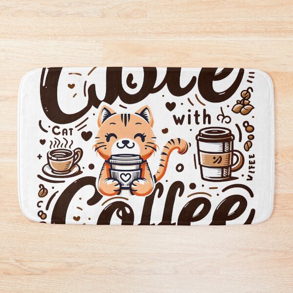 Item preview, Cute Cat with Coffee, typography designed and sold by maxmaj.