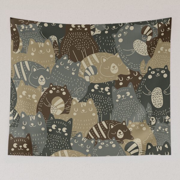 Item preview, Khaki pattern consisting of cats designed and sold by Yulia Sherstiuk.