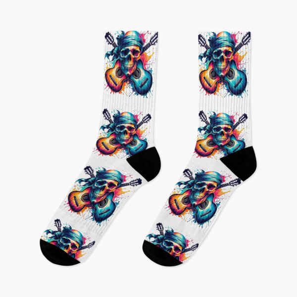 Item preview, A colorful skull with crossed guitars instead of bones. For music lovers. designed and sold by SaraSumi.
