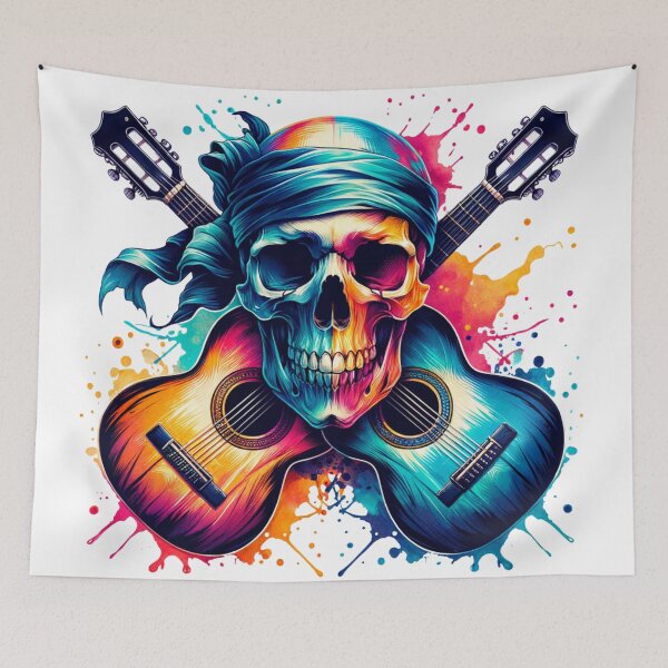 Item preview, A colorful skull with crossed guitars instead of bones. For music lovers. designed and sold by SaraSumi.