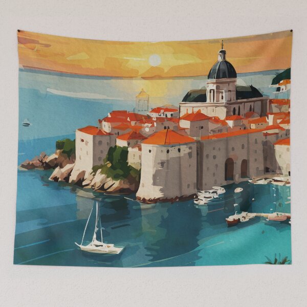 Item preview, Dubrovnik Castle Old Town Sunset Croatia designed and sold by TheJoeyStudio.