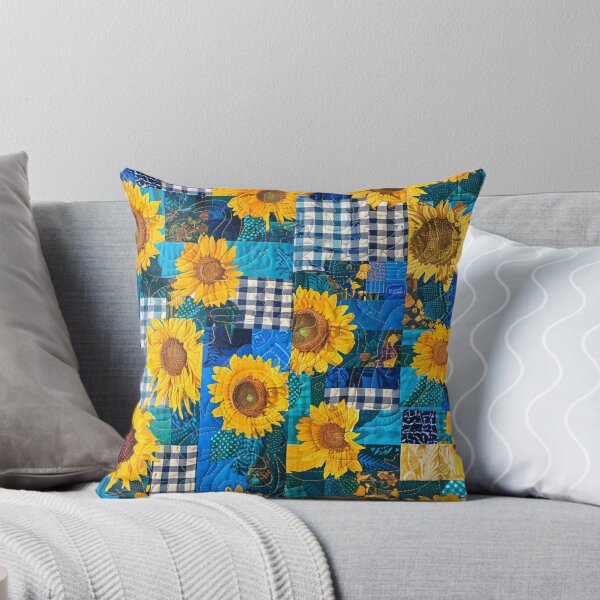 Item preview, Sunny Blossoms Quilt - Vivid Sunflower Patchwork Design designed and sold by Nicholas Panek.