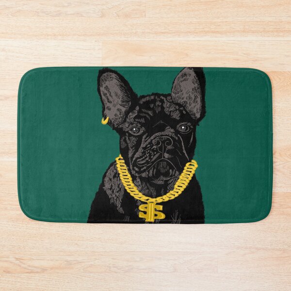 Item preview, French bulldog, black, rapper, golden chain designed and sold by Amber-Eyes.