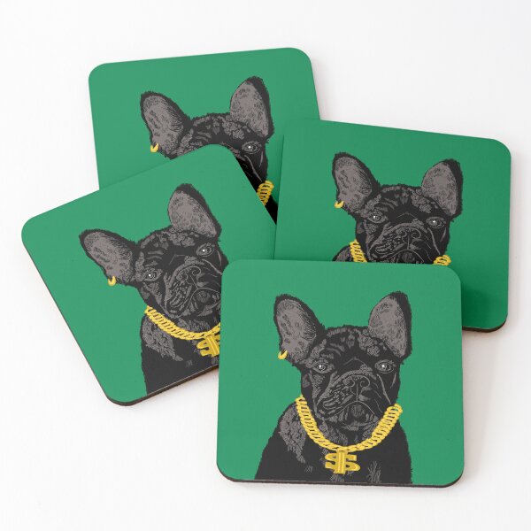 Item preview, French bulldog, black, rapper, golden chain designed and sold by Amber-Eyes.
