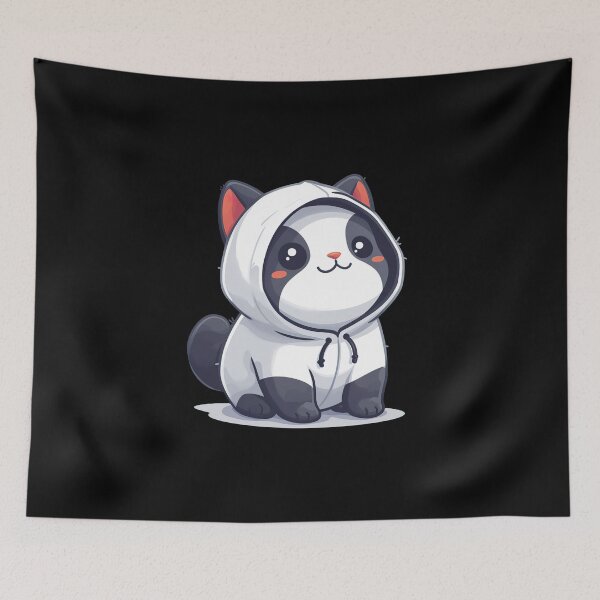 Item preview, Gato Kawaii con sudadera con capucha blanca designed and sold by Metin Ozer.