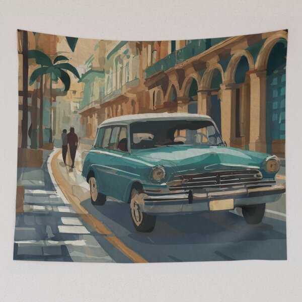 Item preview, Old Havana Street Scene Cuban Car designed and sold by TheJoeyStudio.