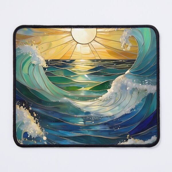 Item preview, Sunburst Stained Glass Effect Sun and Sea and Waves designed and sold by Frogs All Mighty  & Friends.