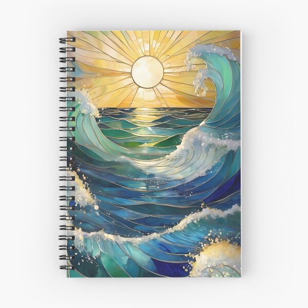 Item preview, Sunburst Stained Glass Effect Sun and Sea and Waves designed and sold by Frogs All Mighty  & Friends.