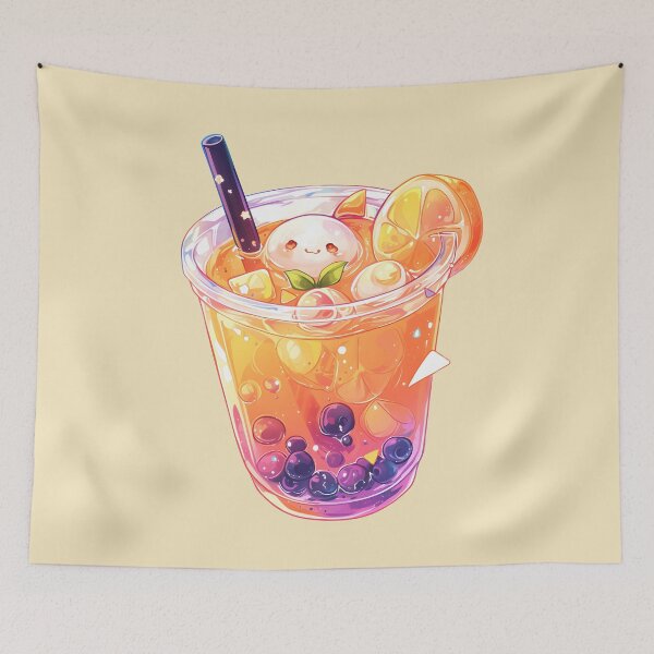 Item preview, White Mochi Orange Bubble Tea Galaxy Drink designed and sold by FigmaCreations.
