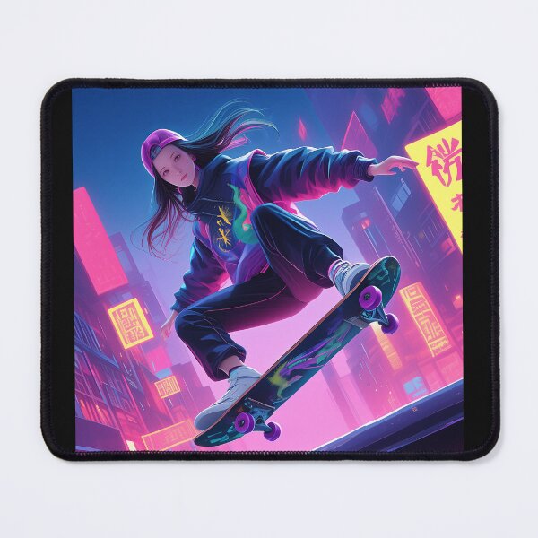 Item preview, Skateboard Maven in Neon Cityscape: Urban Elegance on Wheels designed and sold by KACTUSNZ.