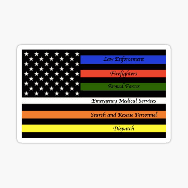 Support Military Fire Police EMS Flag patch thin line