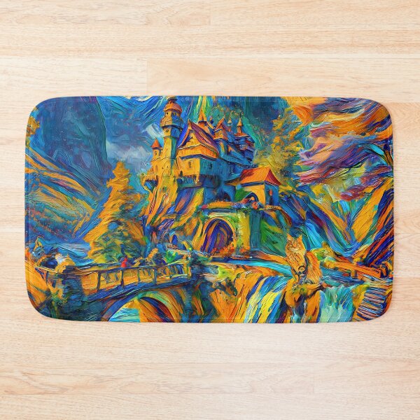 Item preview, Stylised castle and cat. DeepDream designed and sold by blackhalt.