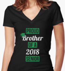 Proud Brother Of A 2018 Senior High School Graduation Shirt Women's Fitted V-Neck T-Shirt