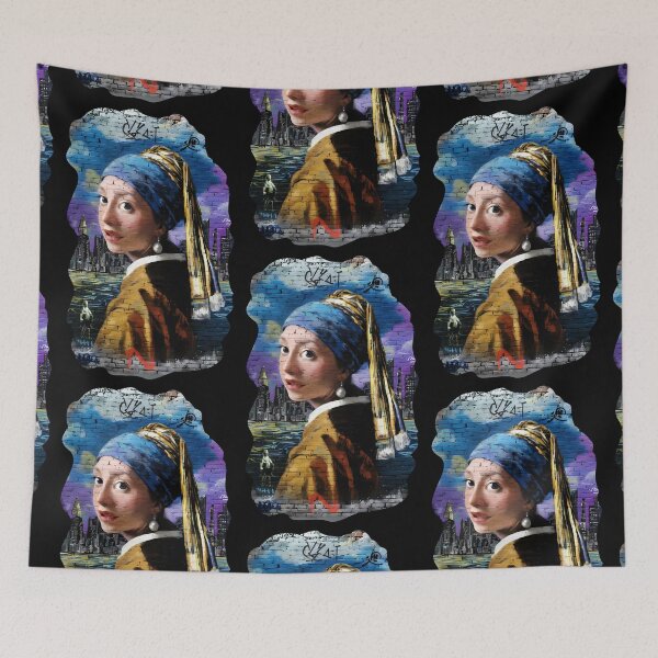 Item preview, Girl with a Pearl Earring from Vermeer reimagined in graffiti style designed and sold by EmeraldeaArt.
