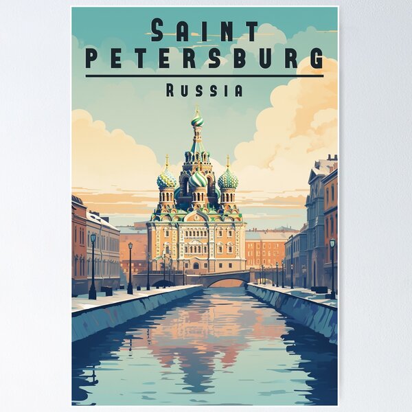 Item preview, Vintage travel poster St. Petersburg - Experience the splendor of a historic city! designed and sold by StrasserArt.