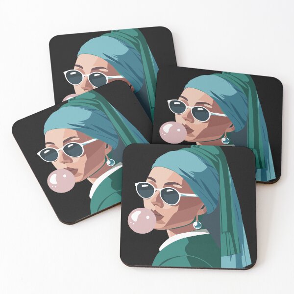 Item preview, Bubblegum Chic: Girl with pearl earring Vermeer remake designed and sold by EmeraldeaArt.